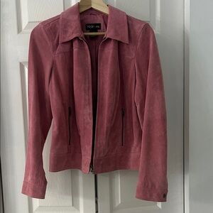 Styleco Women's Rose Pink Leather Suede Jacket